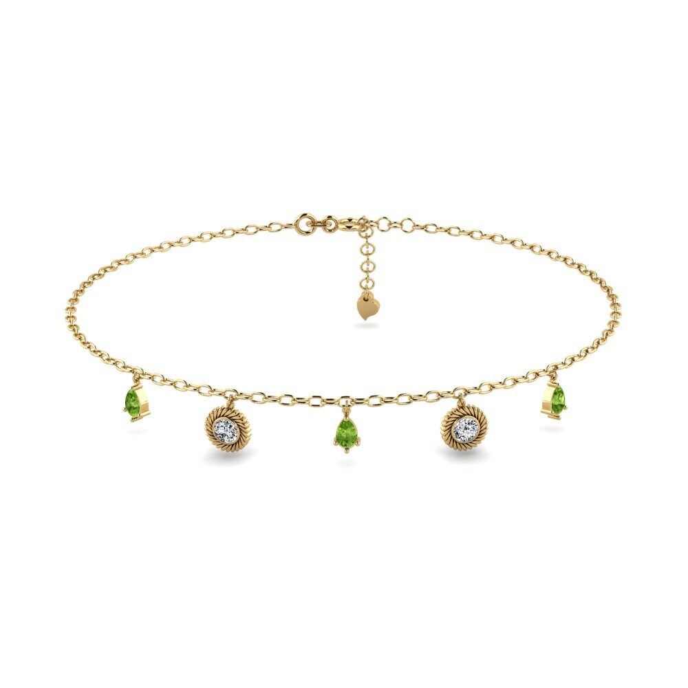 14ct Yellow Gold Peridot Women's Anklet Mantas