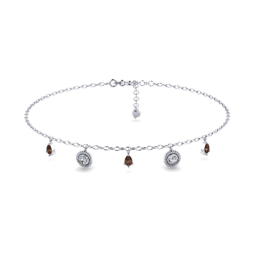 18ct White Gold Smoky Quartz Women's Anklet Mantas