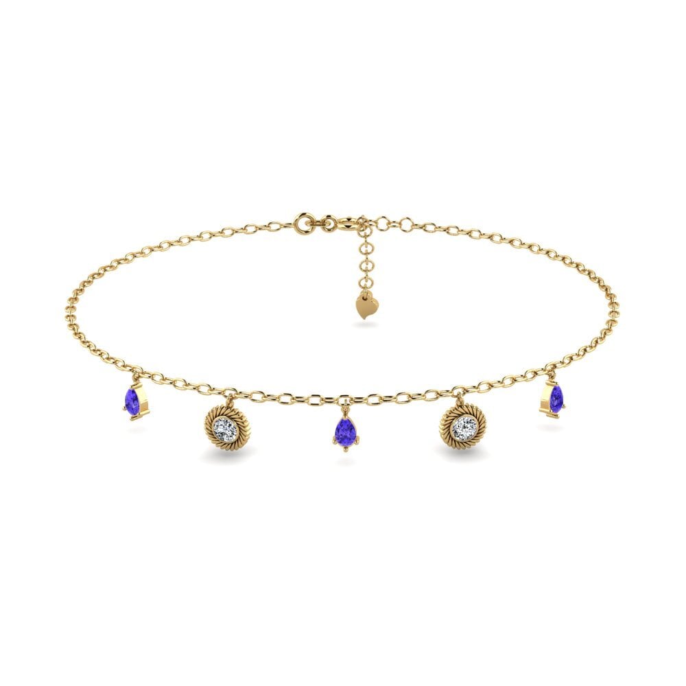 14ct Yellow Gold Tanzanite Women's Anklet Mantas