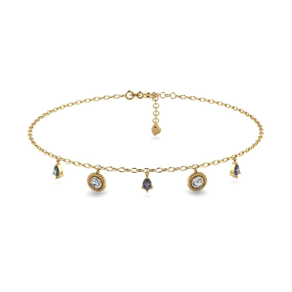 14ct Yellow Gold Mystic Topaz Women's Anklet Mantas