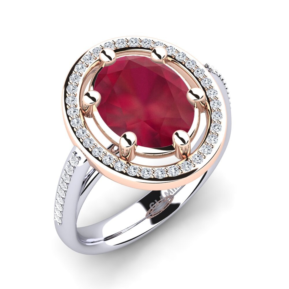 14ct White & Rose Gold Ruby Engagement Ring Manuelita