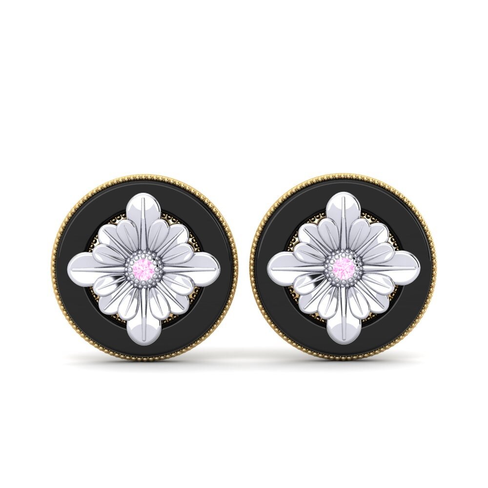 14ct Yellow & White Gold Pink Sapphire Women's Earring Manville