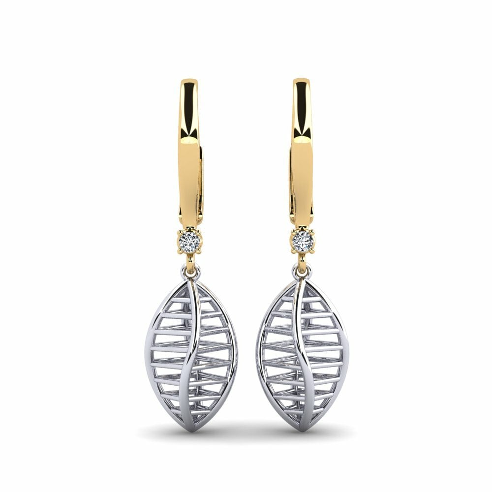 14k Oro Amarillo & Blanco Pendiente de mujer Maplean