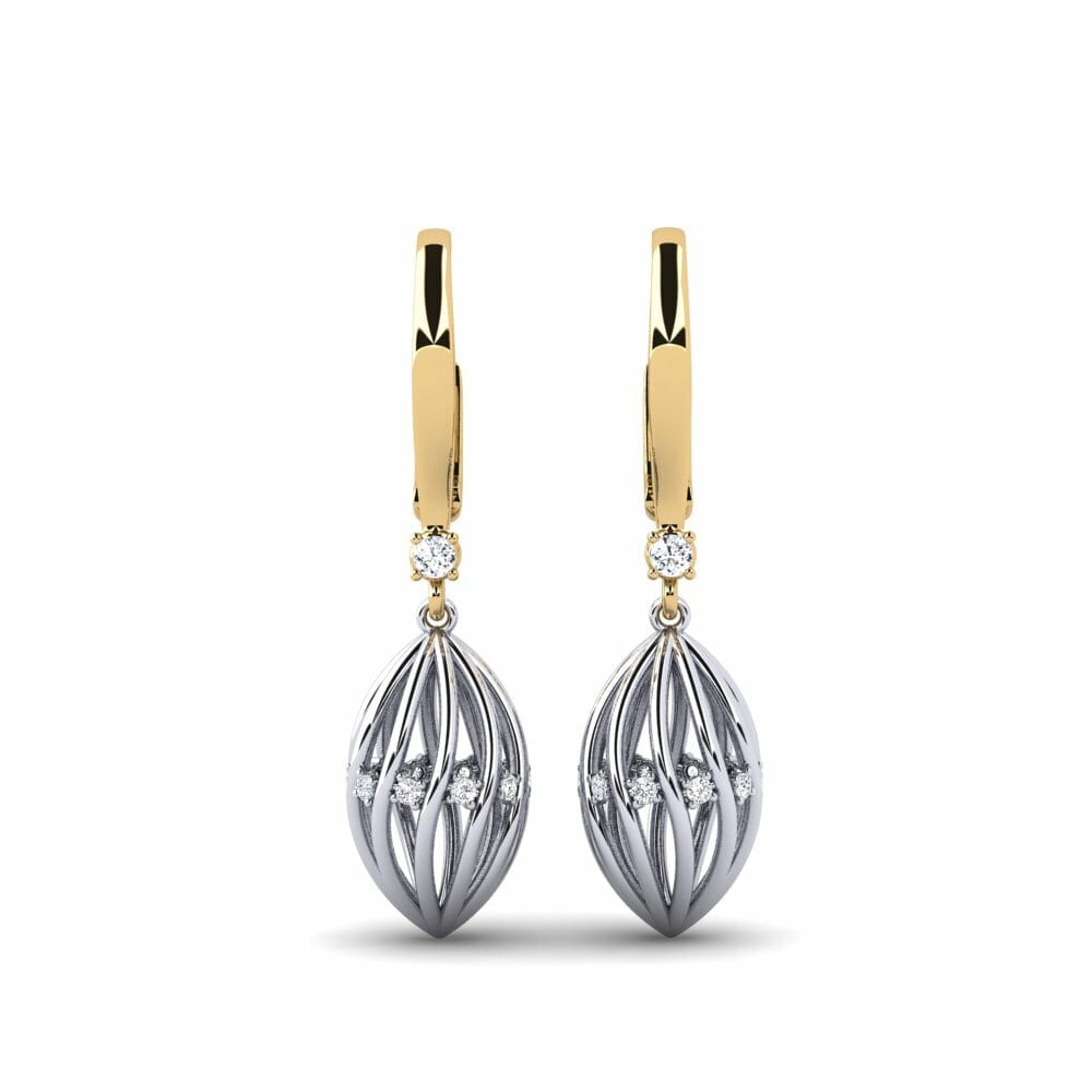 14k Oro Amarillo & Blanco Pendiente de mujer Maplomanis