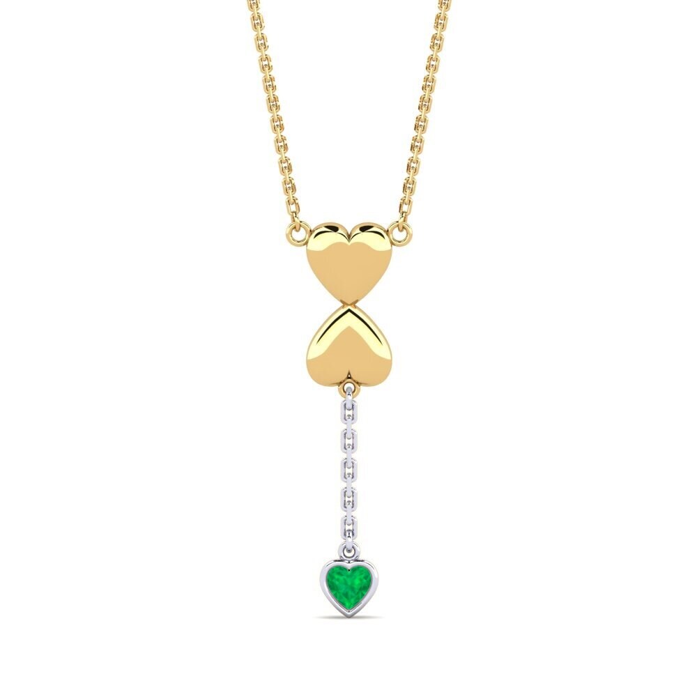 14k Oro Amarillo & Blanco Esmeralda Collar de Mujer Maquisard