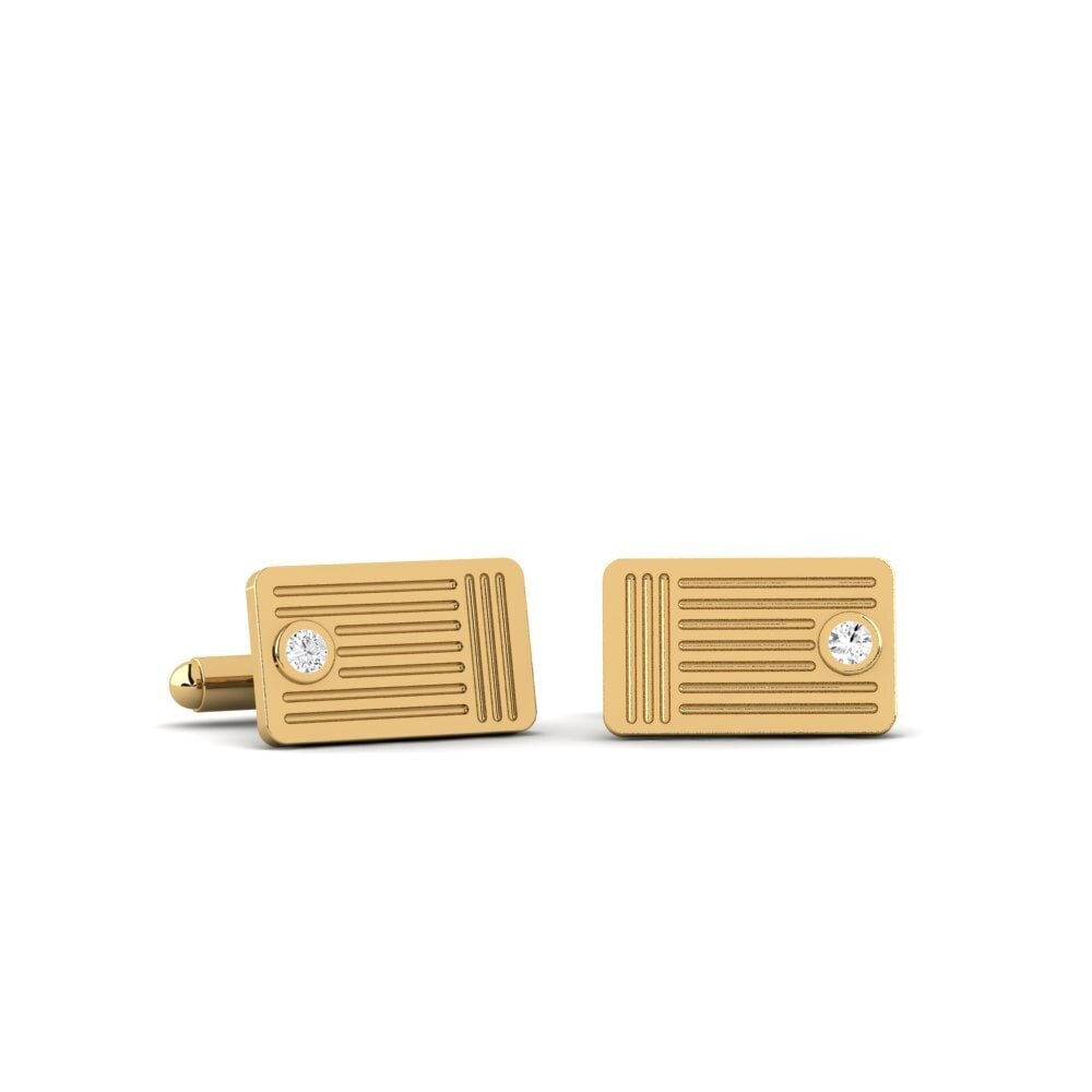 14ct Yellow Gold White sapphire Cufflink Marc