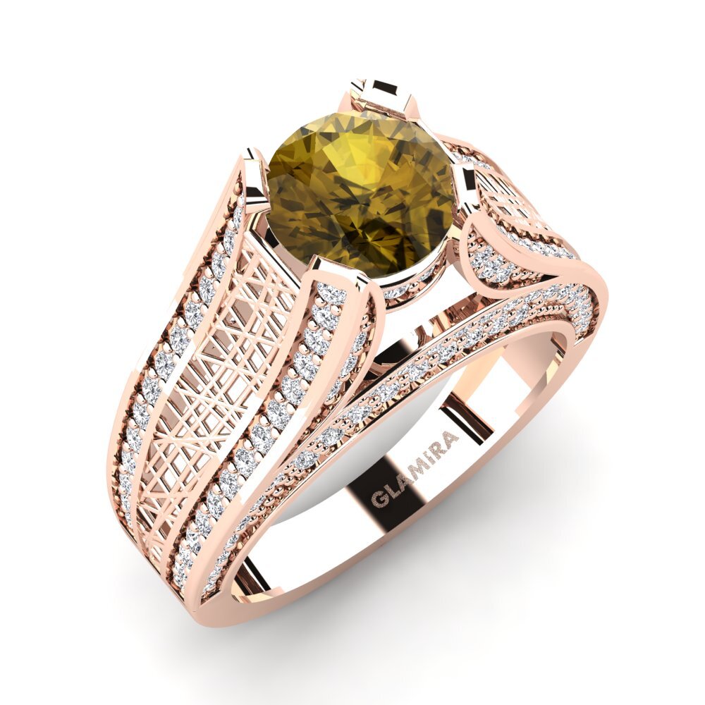 Round Brown Zircon Engagement Ring Marcella