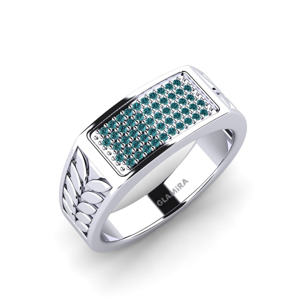 Plata 925 Diamante Azul Anillo de Hombre Marcelo