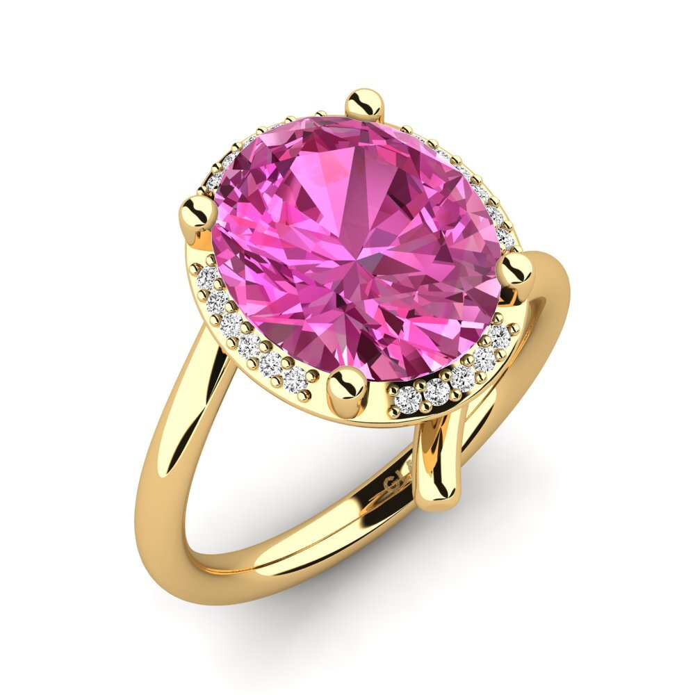 9k Oro Amarillo Topacio Rosa Anillo Marcette
