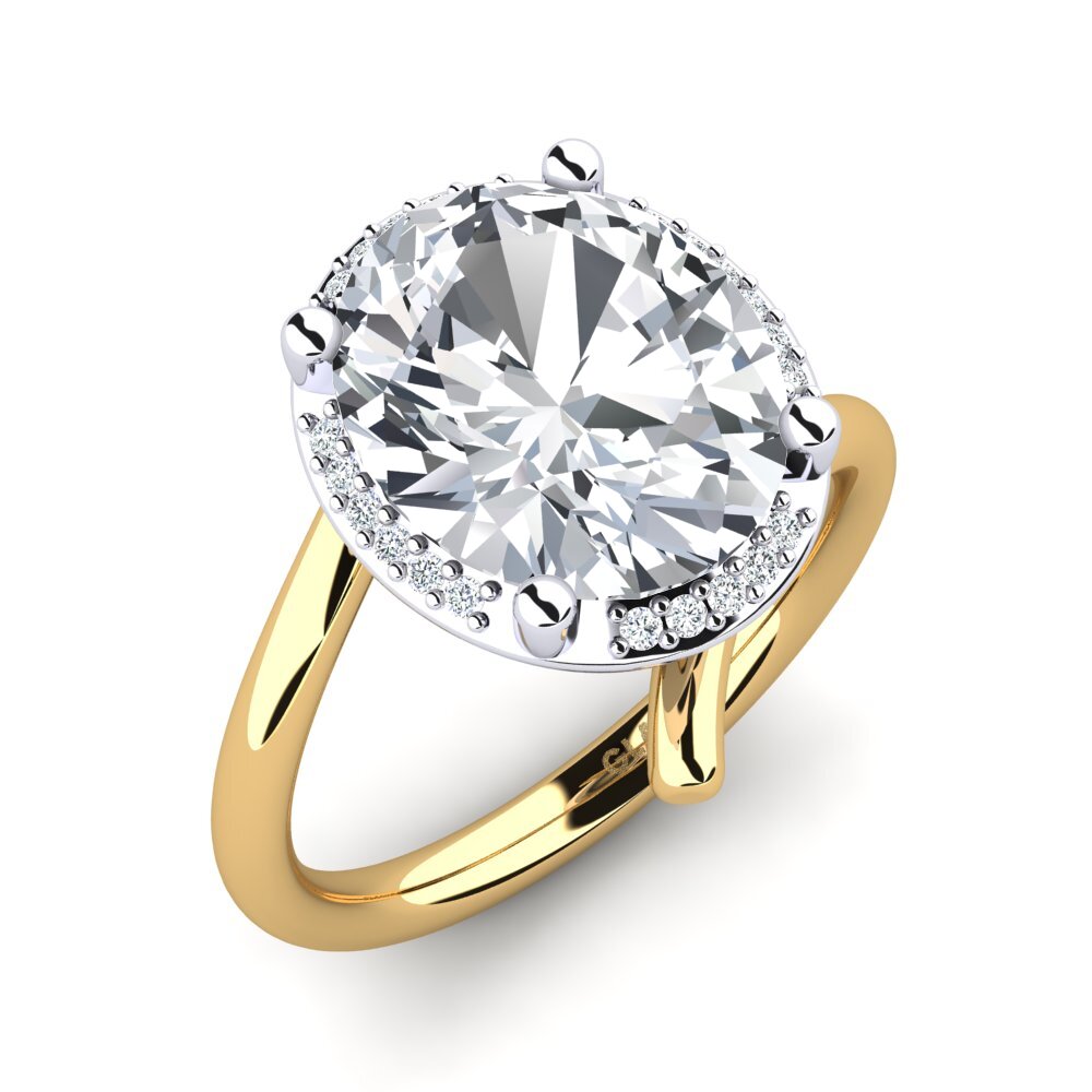 14ct Yellow / White Gold White Zircon Ring Marcette