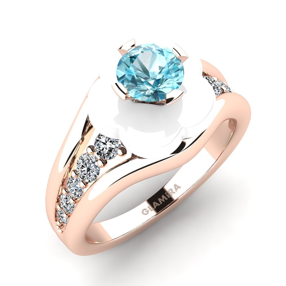 9ct Rose Gold Blue Zircon Ring Marchelle