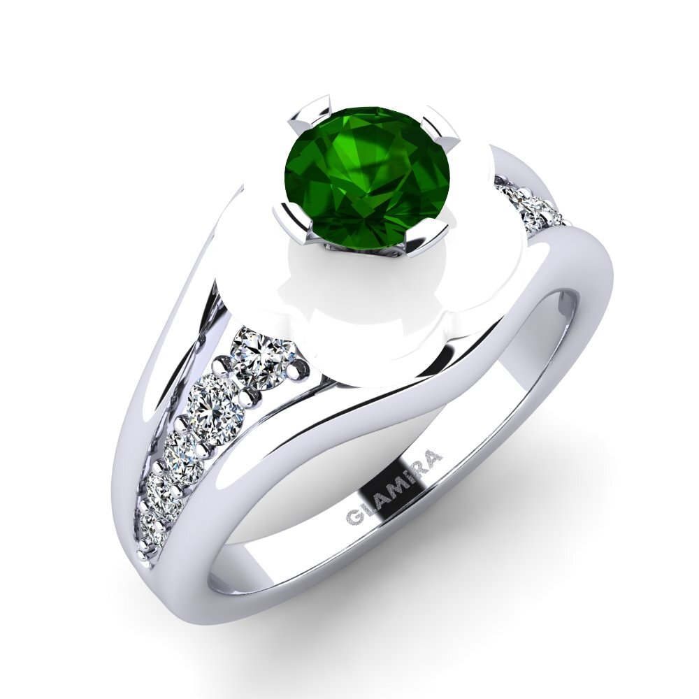 White Silver Green Tourmaline Ring Marchelle