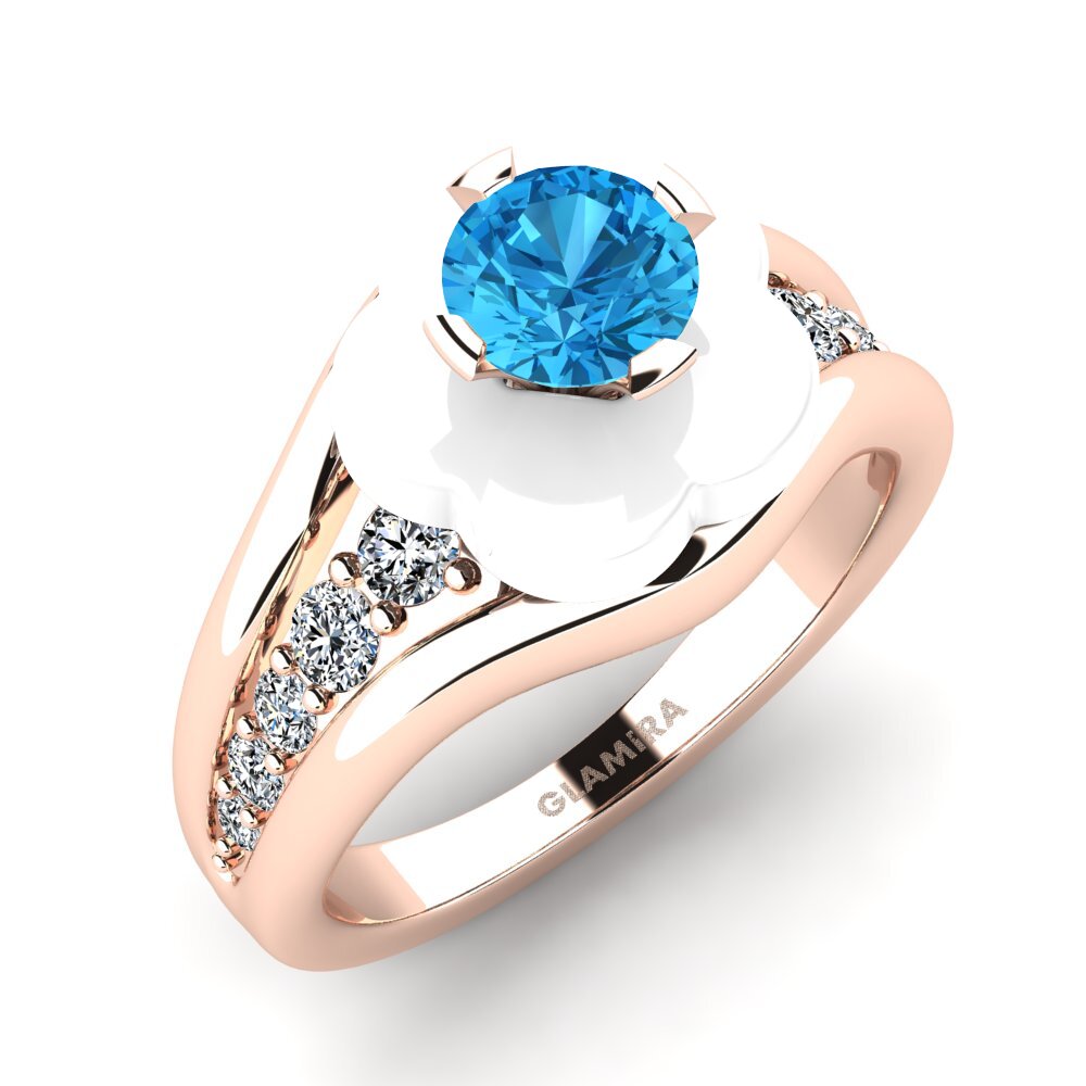 9ct Rose Gold Blue Topaz Ring Marchelle