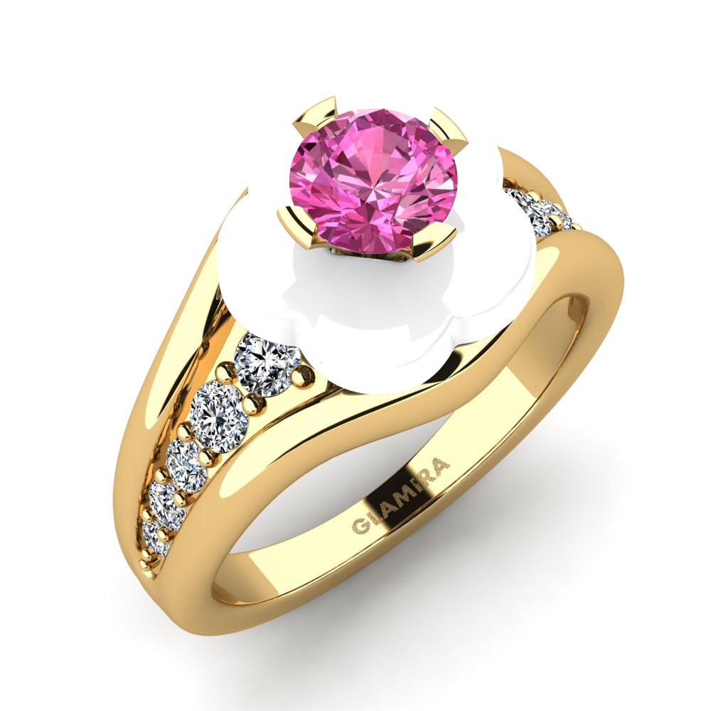 14ct Yellow Gold Pink Topaz Ring Marchelle