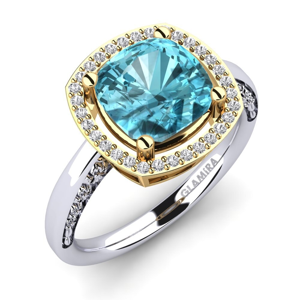 9k Oro Blanco & Amarillo Anillo de compromiso Marciane