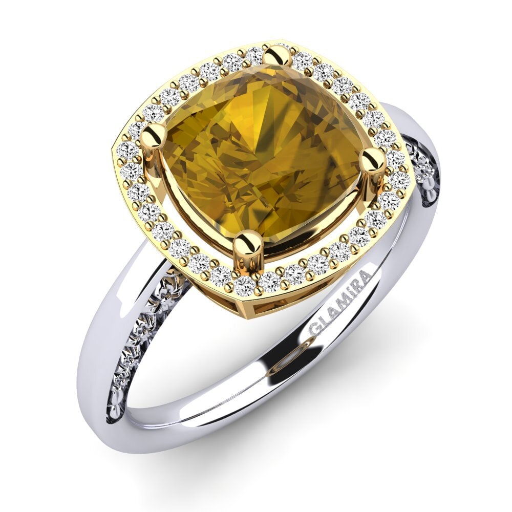 18ct White / Yellow Gold Brown Zircon Engagement Ring Marciane