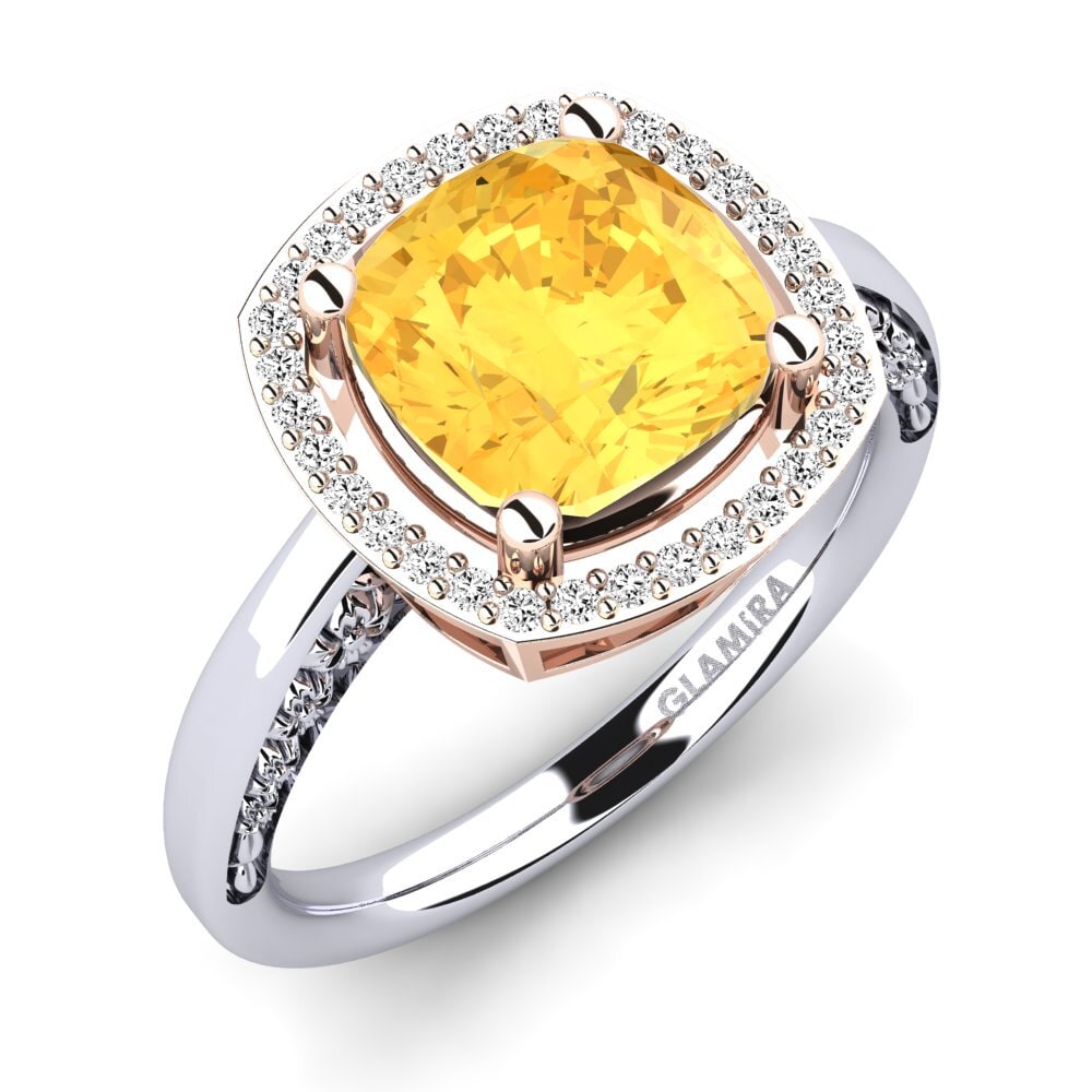 18k Oro Blanco & Rosa Citrino Anillo de compromiso Marciane