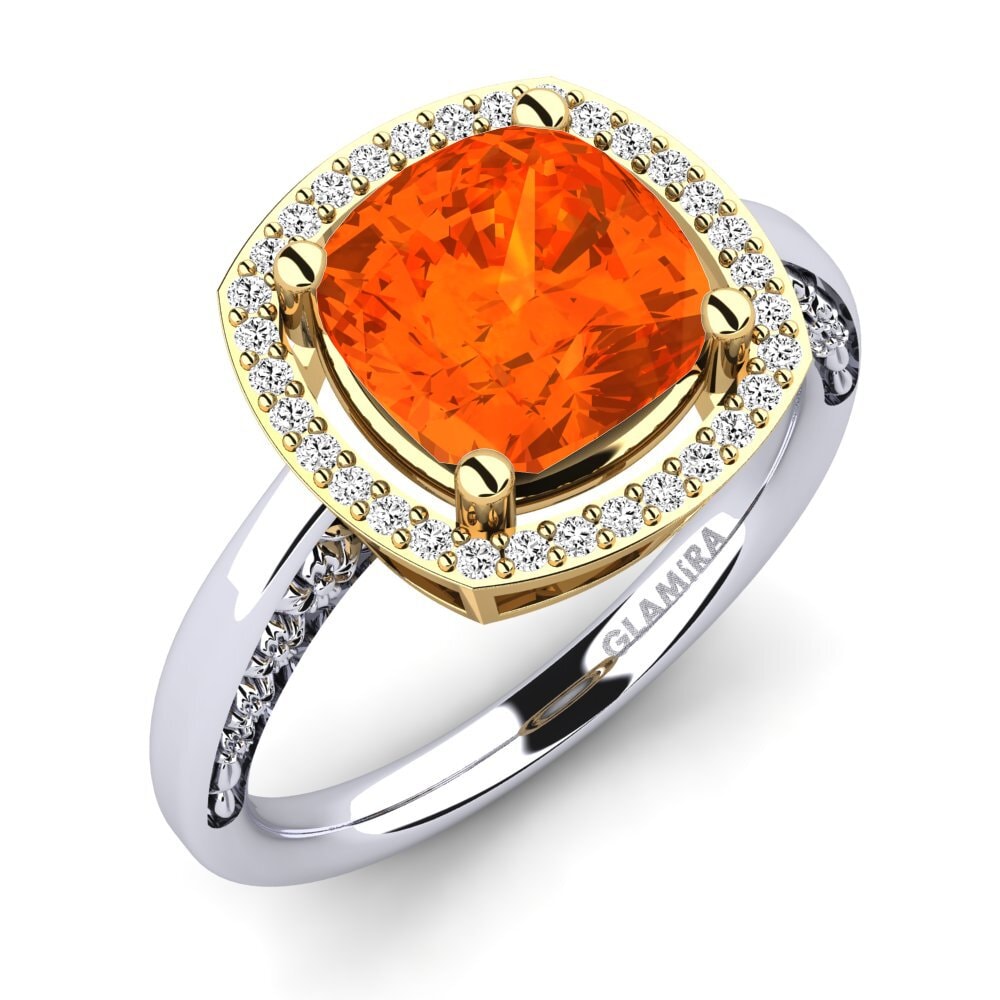 18ct White / Yellow Gold Fire-Opal Engagement Ring Marciane