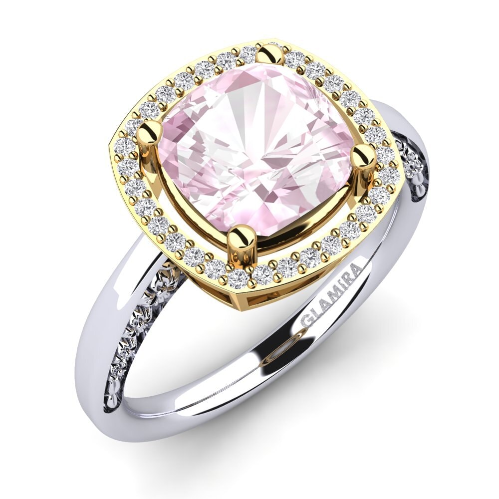 14ct White & Yellow Gold Kunzite Engagement Ring Marciane