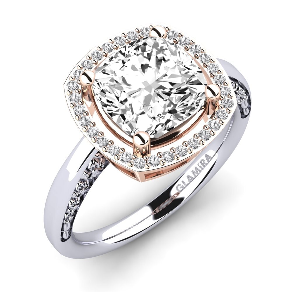 18k Oro Blanco & Rosa Moissanita Anillo de compromiso Marciane