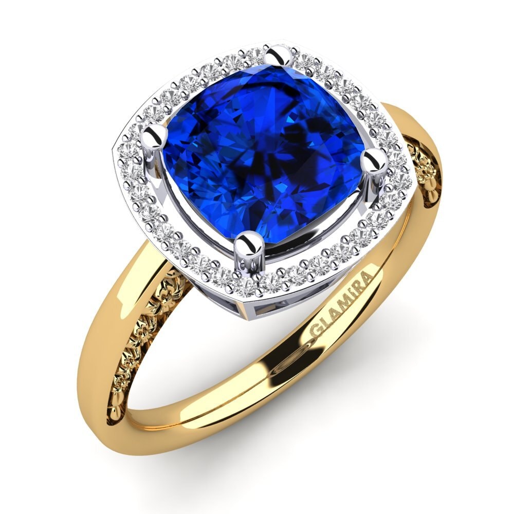 9k Oro Amarillo & Blanco Anillo de compromiso Marciane