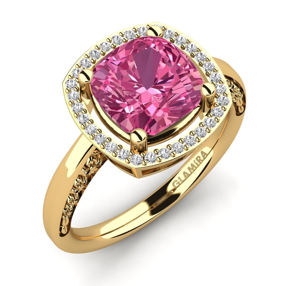9ct Yellow Gold Pink Tourmaline Engagement Ring Marciane