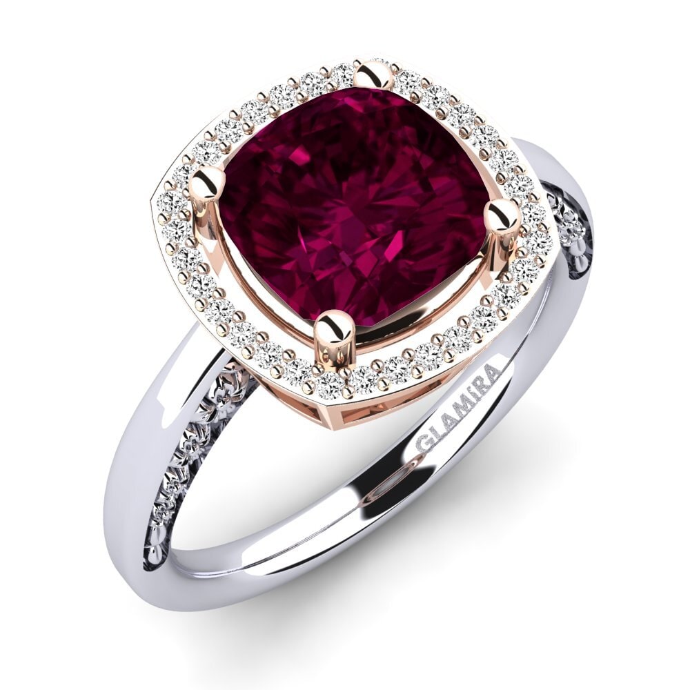 18ct White / Rose Gold Rhodolite Garnet Engagement Ring Marciane