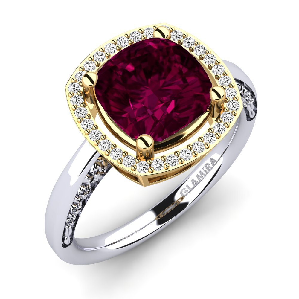 18ct White / Yellow Gold Rhodolite Garnet Engagement Ring Marciane