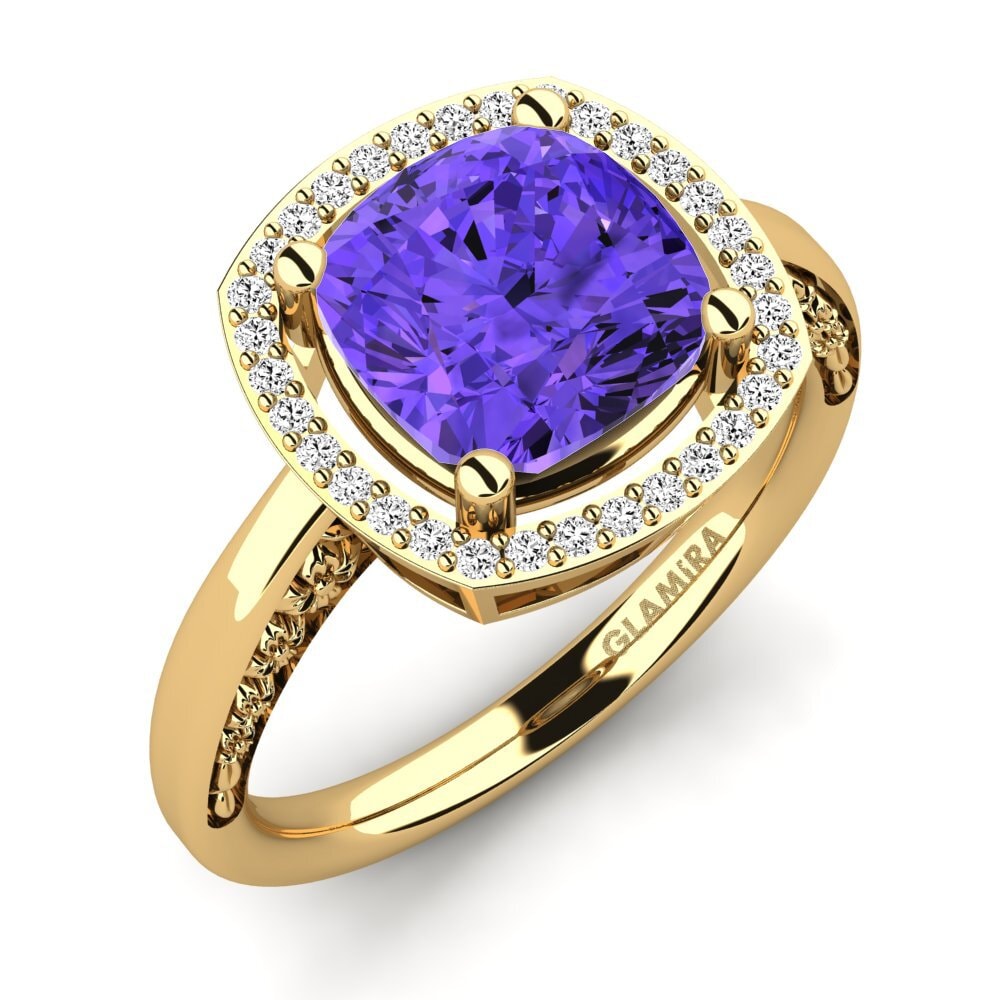 14k Oro Amarillo Tanzanita Anillo de compromiso Marciane