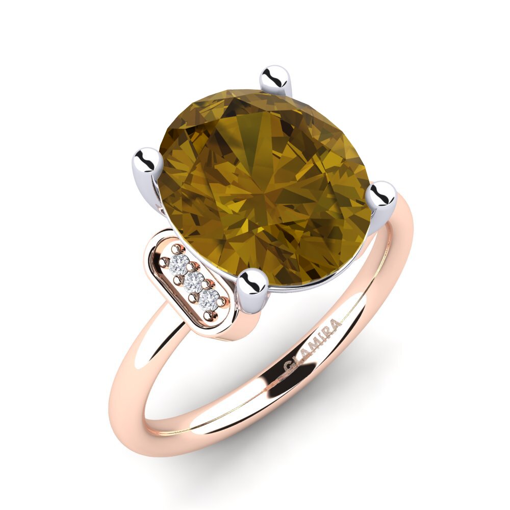 14ct Rose & White Gold Brown Zircon Ring Marcisha
