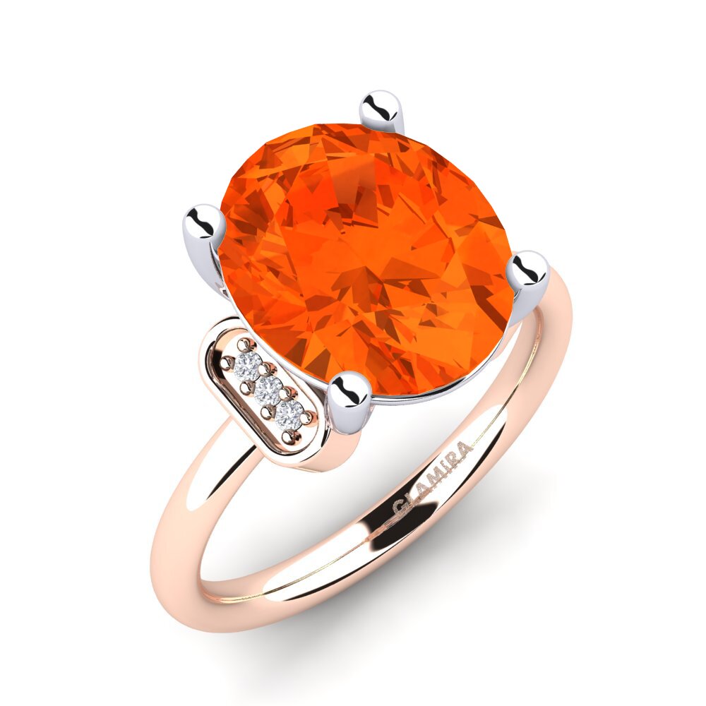 14ct Rose & White Gold Fire Opal Ring Marcisha