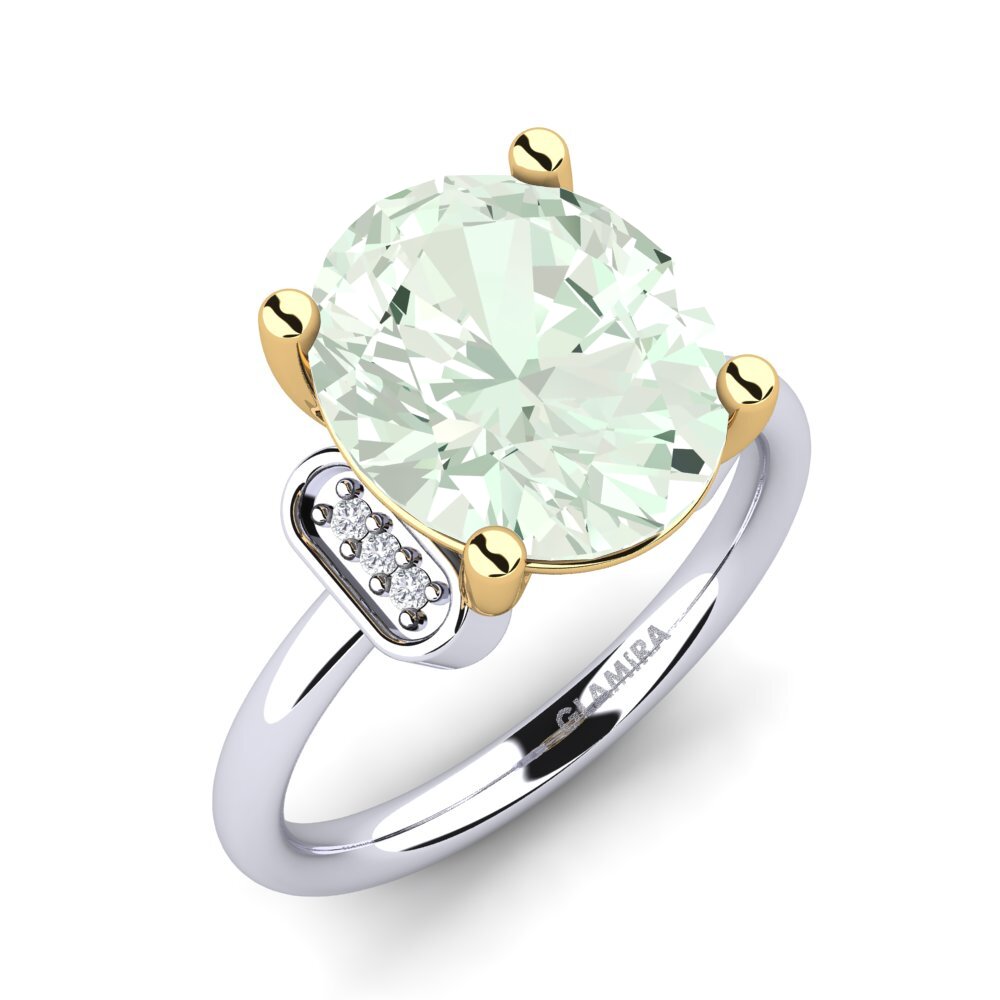 18ct White & Yellow Gold Green Amethyst Ring Marcisha