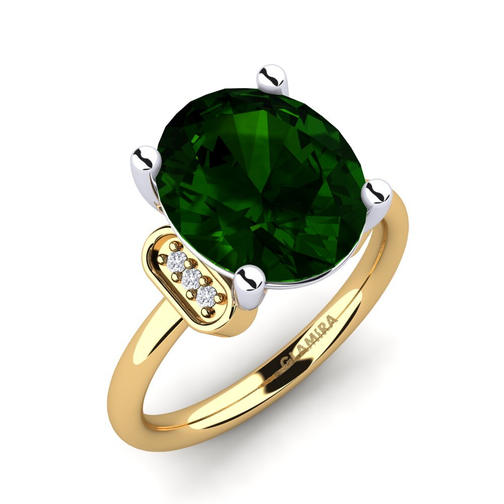 9ct Yellow & White Gold Green Tourmaline Ring Marcisha