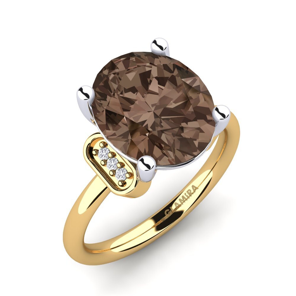 9ct Yellow & White Gold Smoky Quartz Ring Marcisha