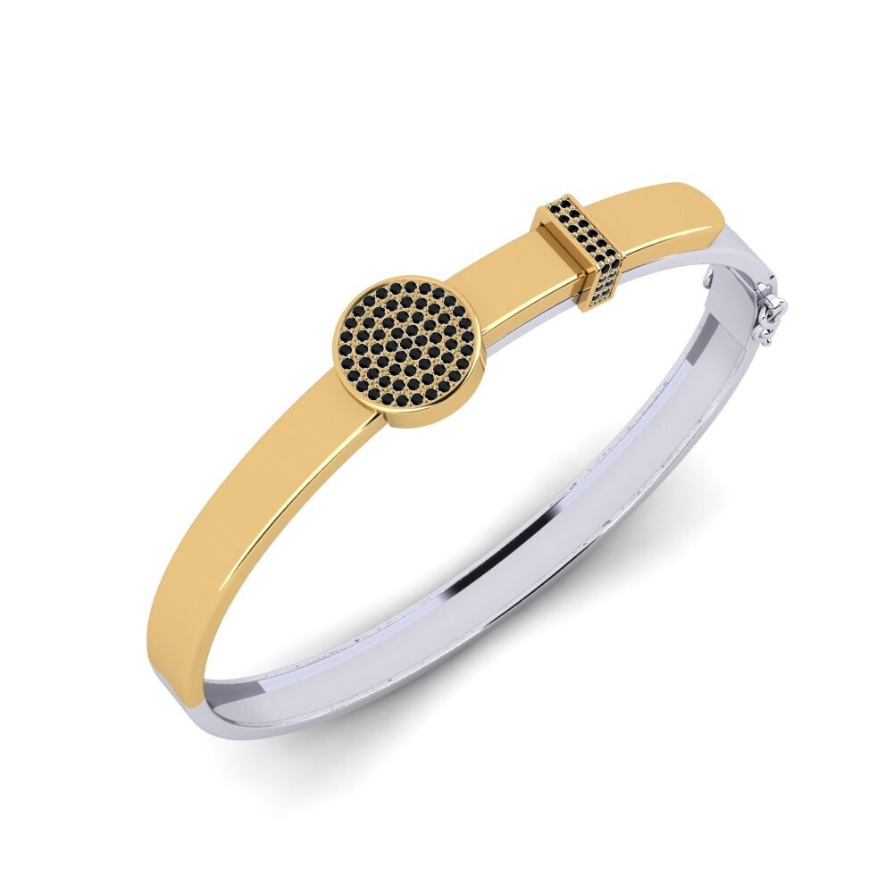 9ct White & Yellow Gold Black Diamond Women's Bangle Margeret