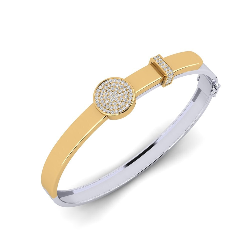 9ct White & Yellow Gold Diamond Women's Bangle Margeret