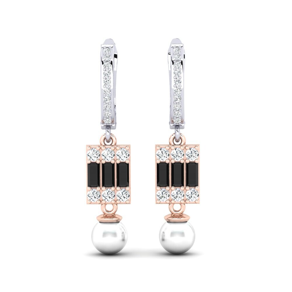 14k White & Rose Gold Black Onyx Women's Earring Margertos