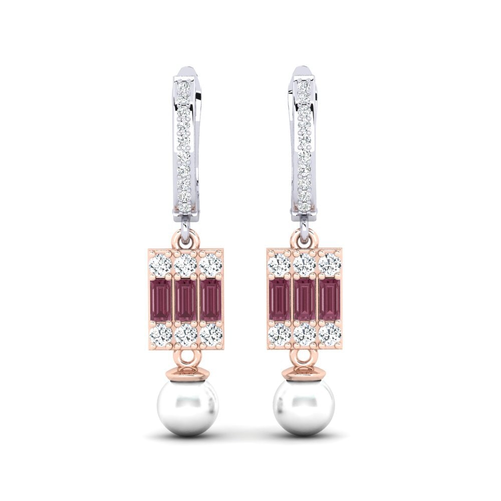 18ct White & Rose Gold Rhodolite Garnet Women's Earring Margertos