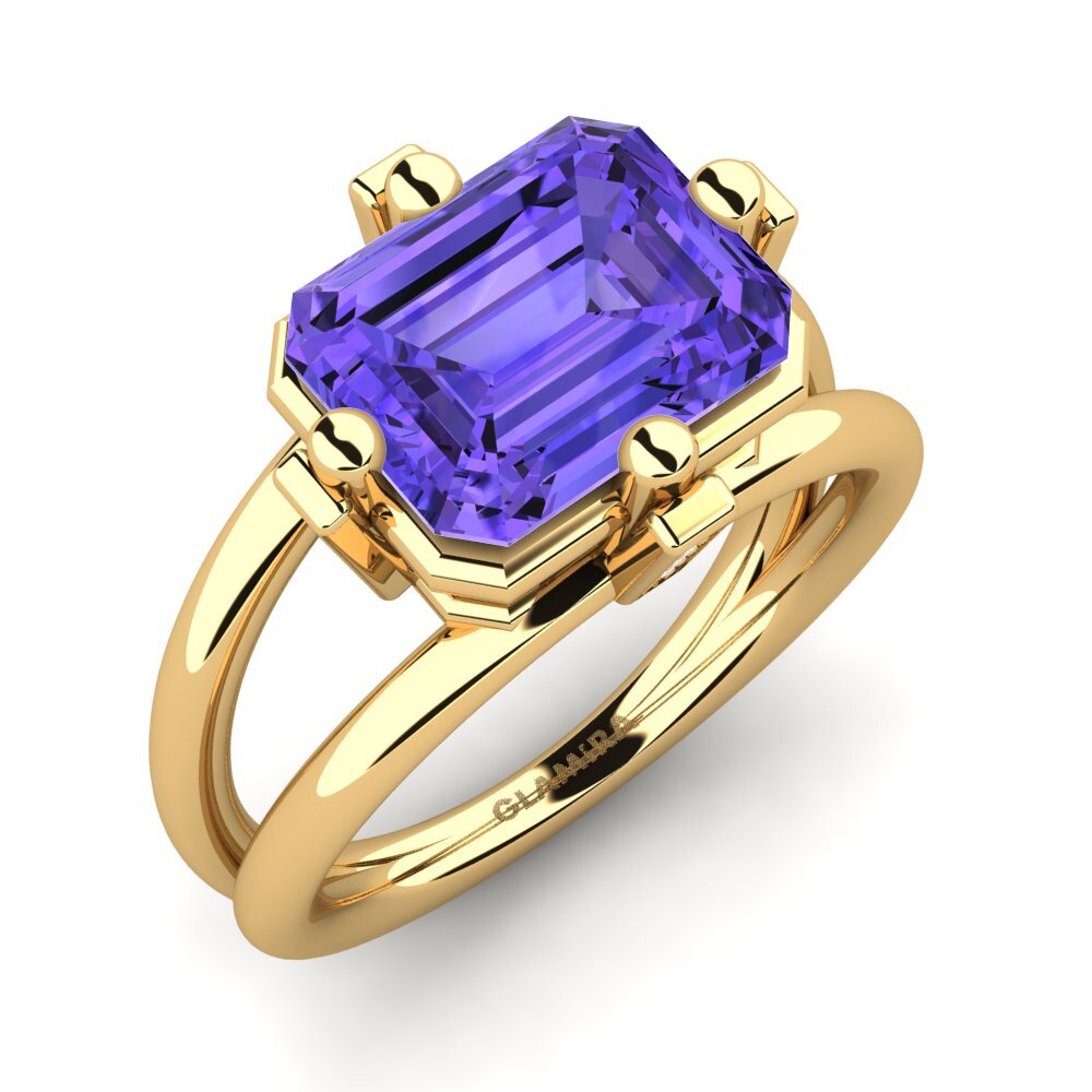14k Oro Amarillo Tanzanita Anillo de compromiso Margies