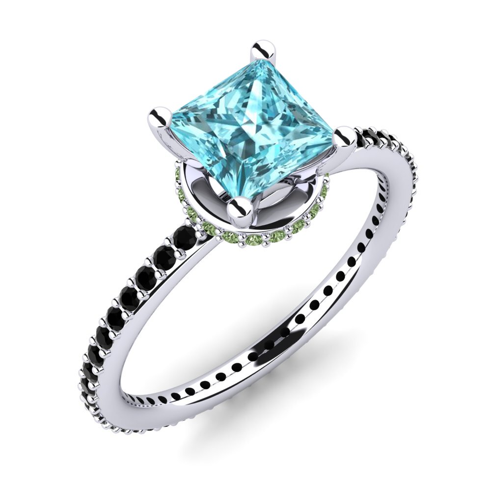 Blue Zircon Engagement Ring Margona