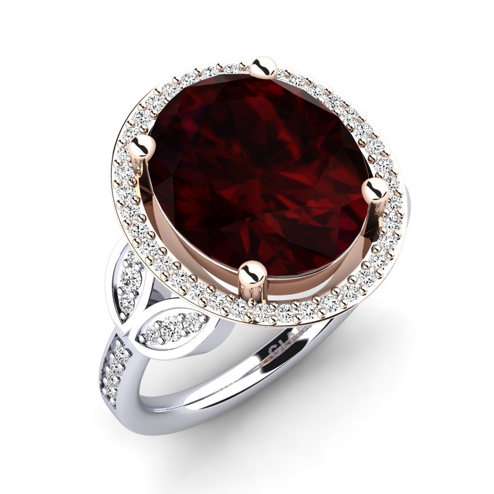 18k Oro Blanco & Rosa Granate Anillo Margretha