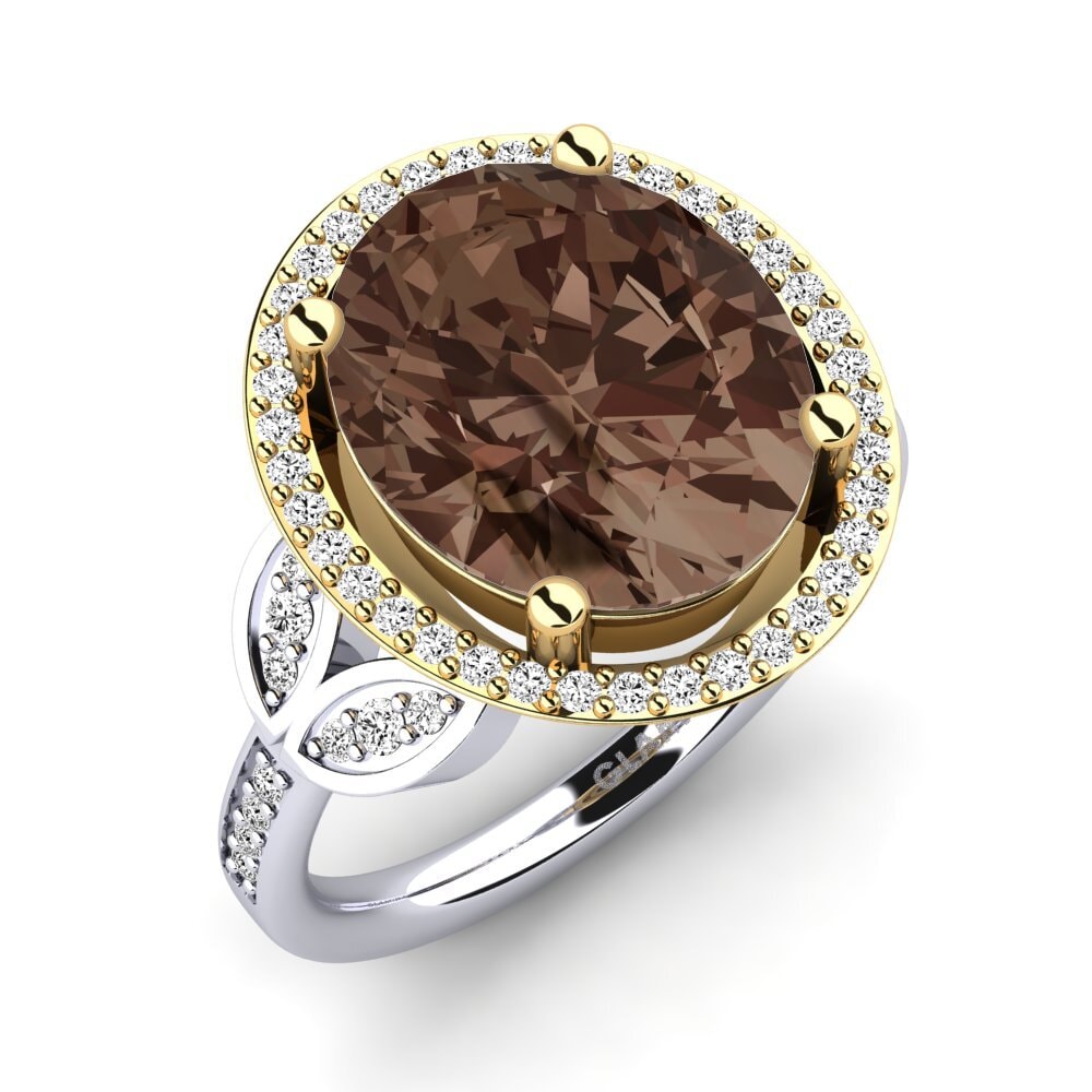 18ct White / Yellow Gold Smoky Quartz Ring Margretha