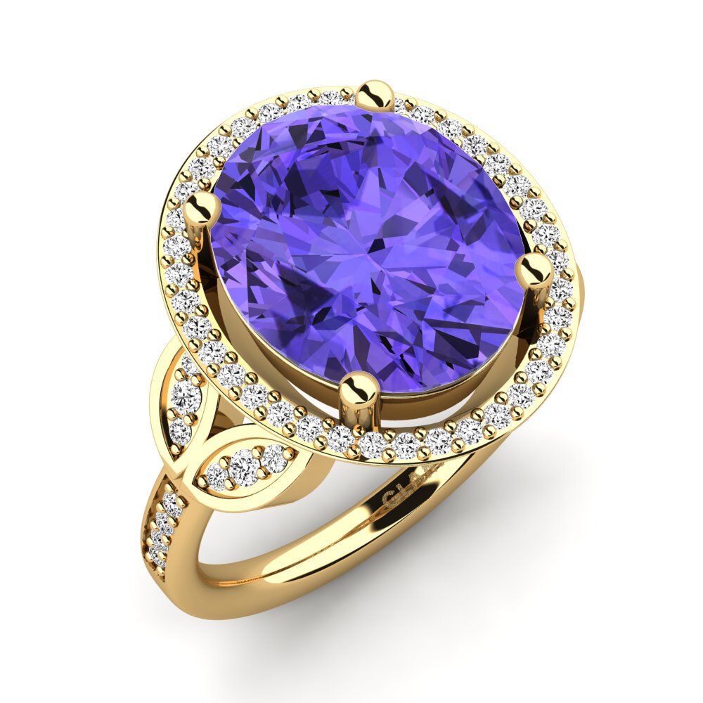 14k Oro Amarillo Tanzanita Anillo Margretha