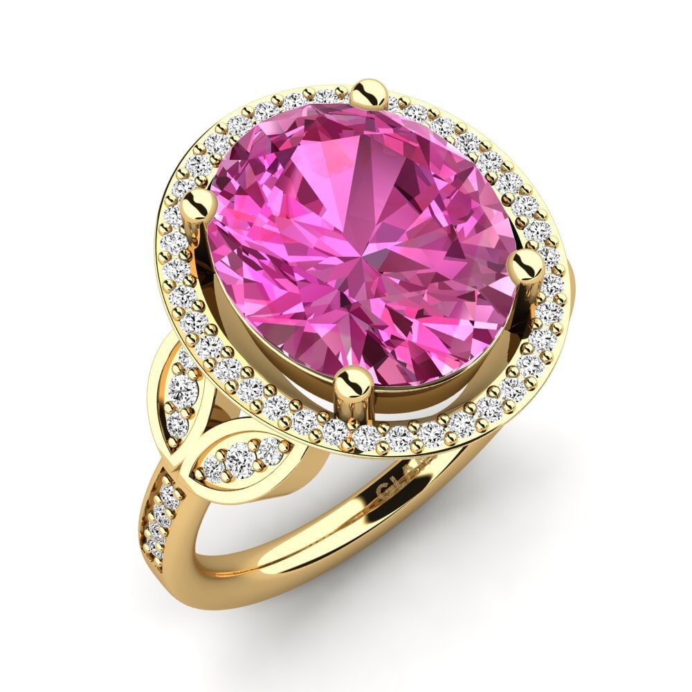 9k Oro Amarillo Topacio Rosa Anillo Margretha
