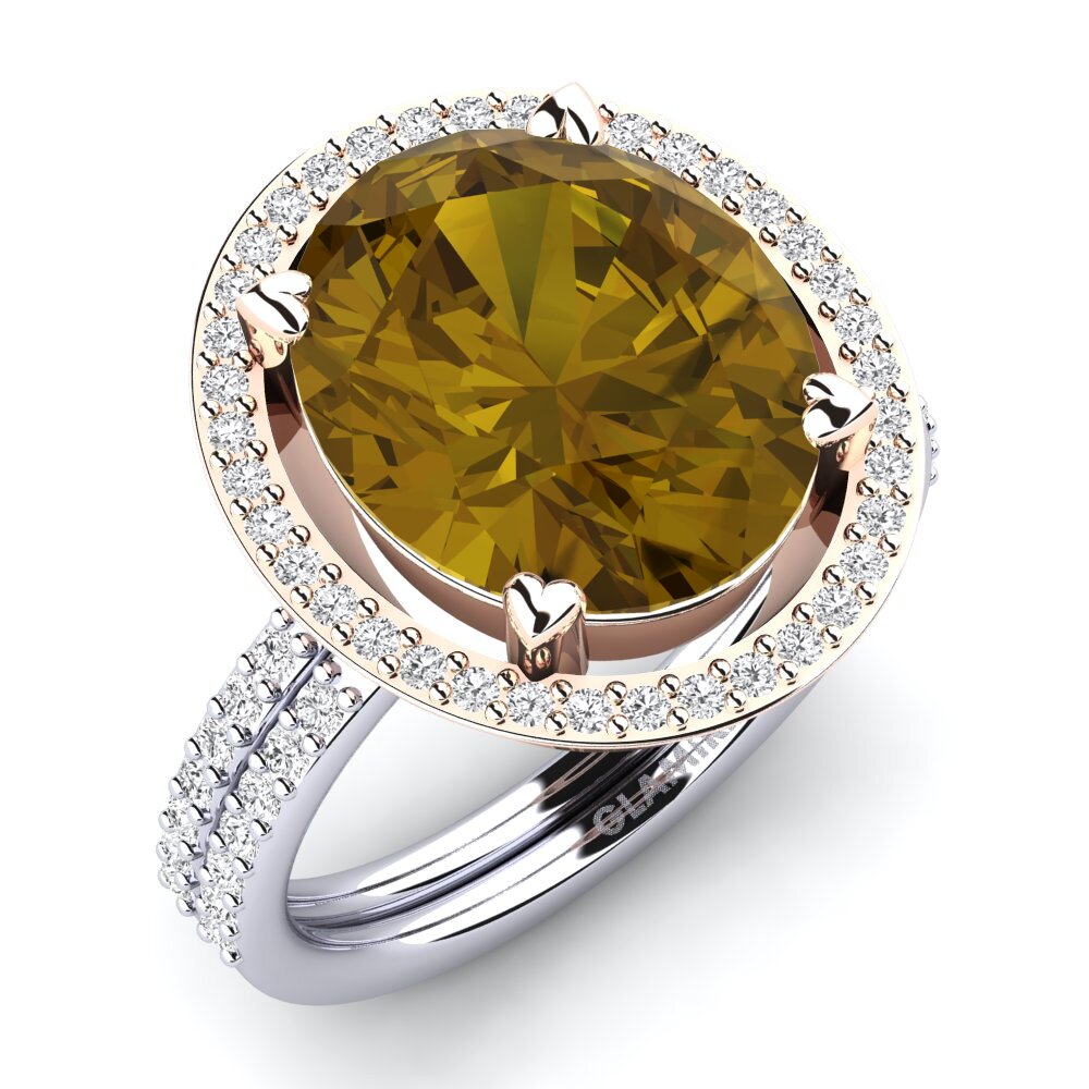 14ct Rose & White Gold Brown Zircon Ring Margrie