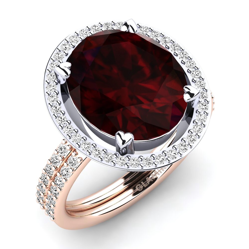 18k Oro Blanco & Rosa Granate Anillo Margrie