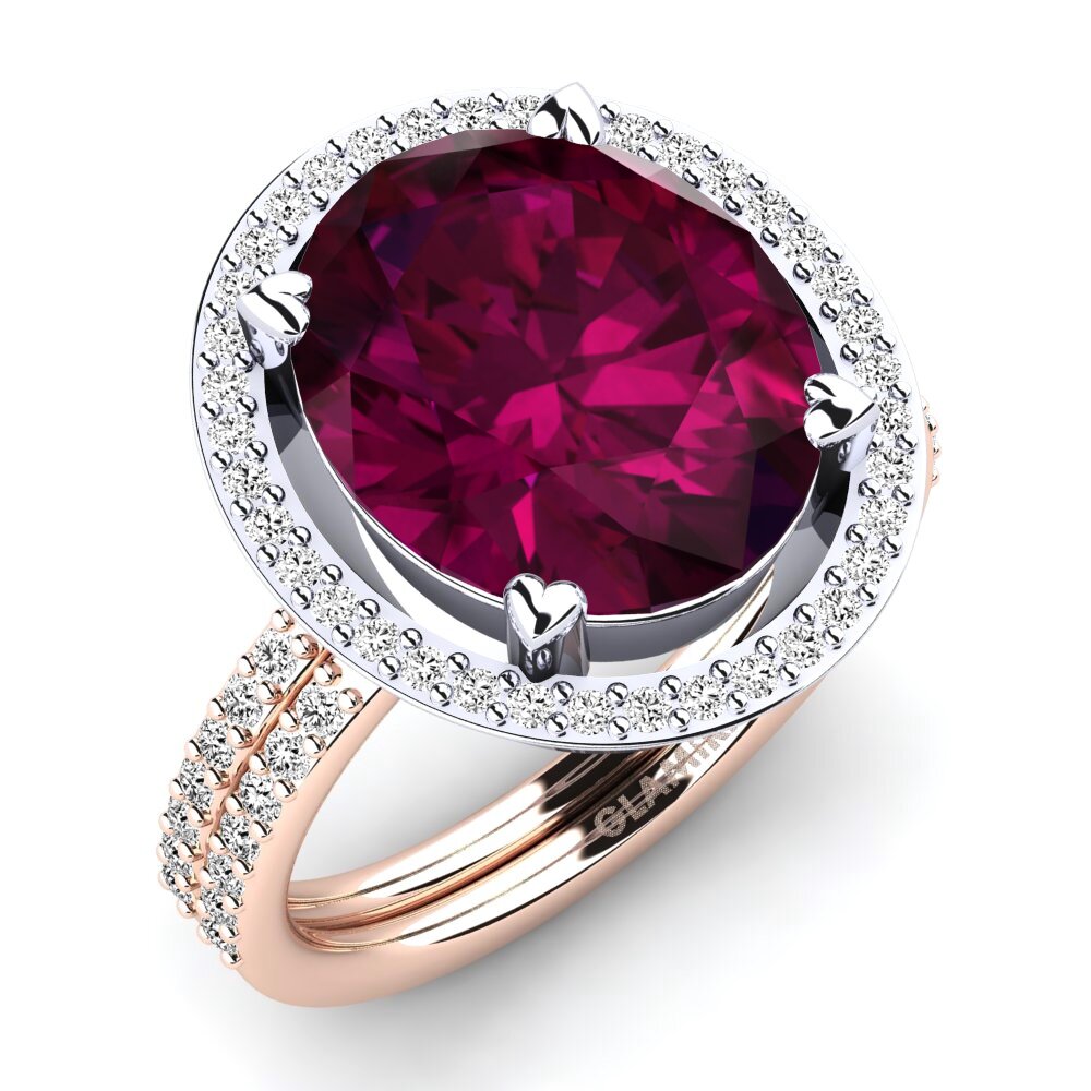 18ct White / Rose Gold Rhodolite Garnet Ring Margrie