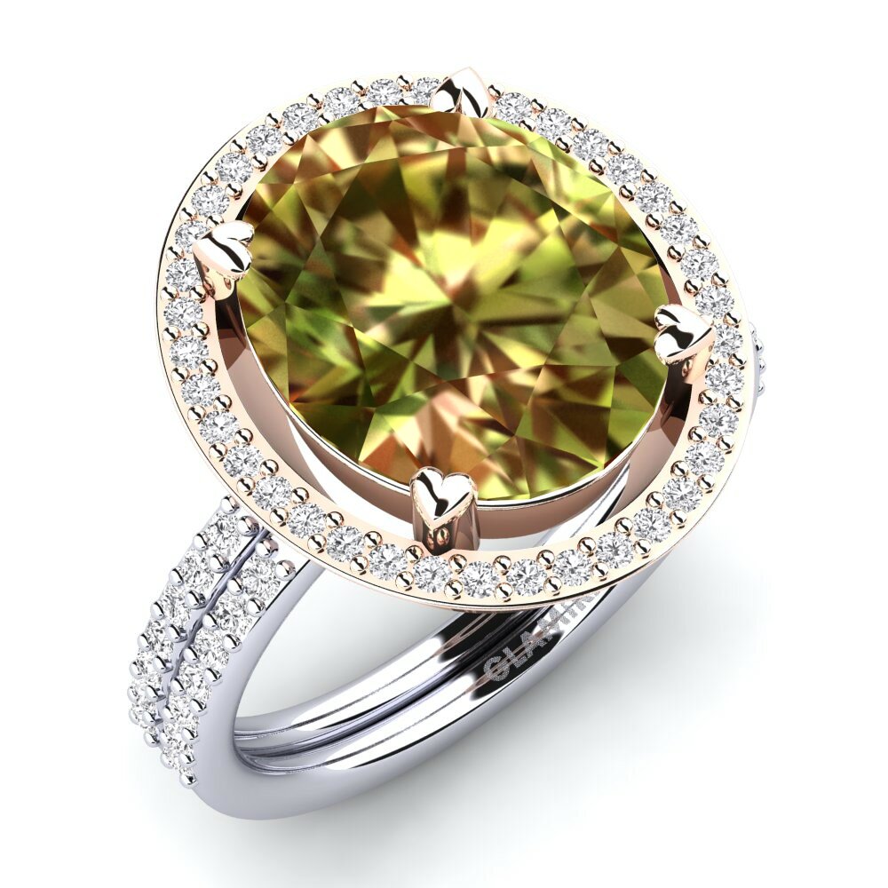 Or Rose& Blanc 14k Pierre de Sultan Bague Margrie