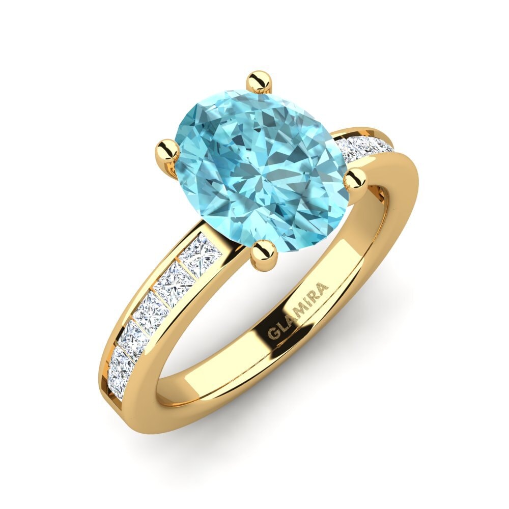 Blue Zircon Engagement Ring Marguel