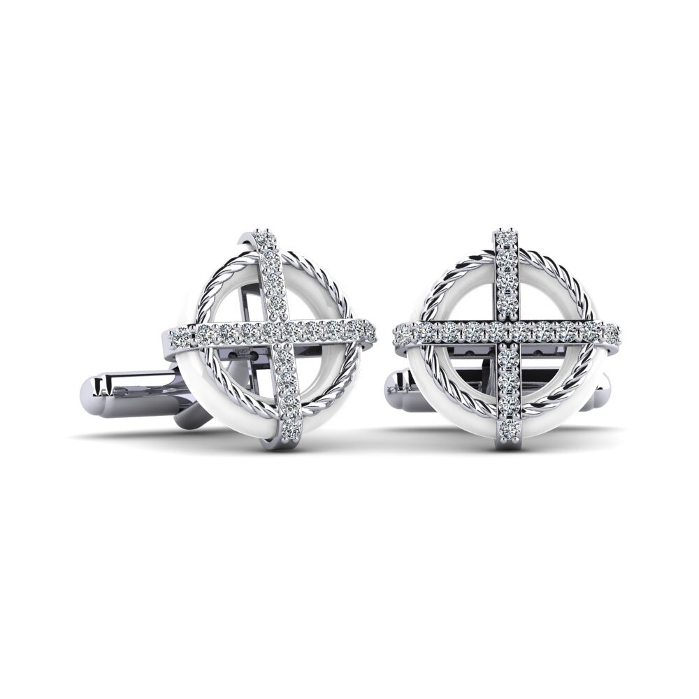14ct White Gold Cufflink Margy